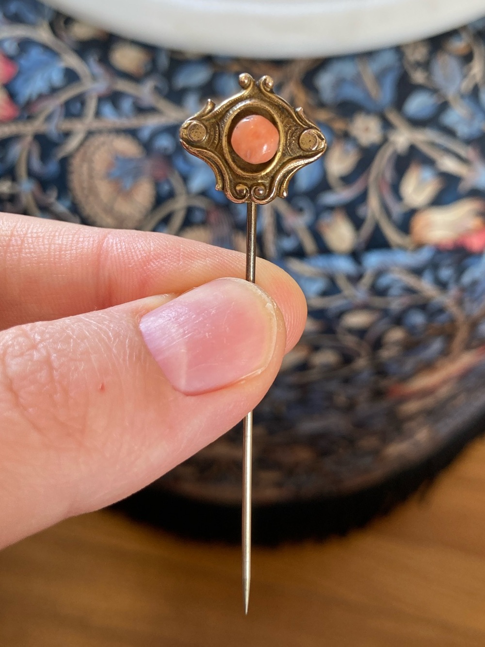 Antique Victorian Coral Ornate Stick Pin/Cravat Pin